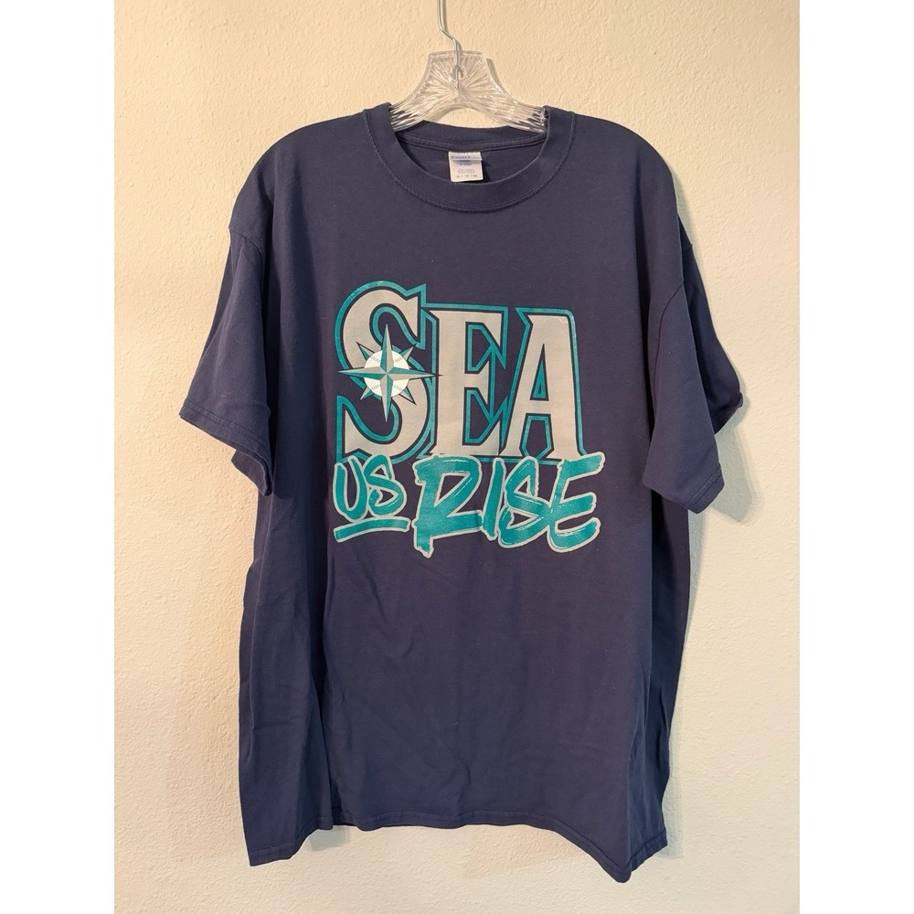 Sea Us Rise Seattle Mariners Graphic Short Sleeve‎ T Shirt Adult XL Blue